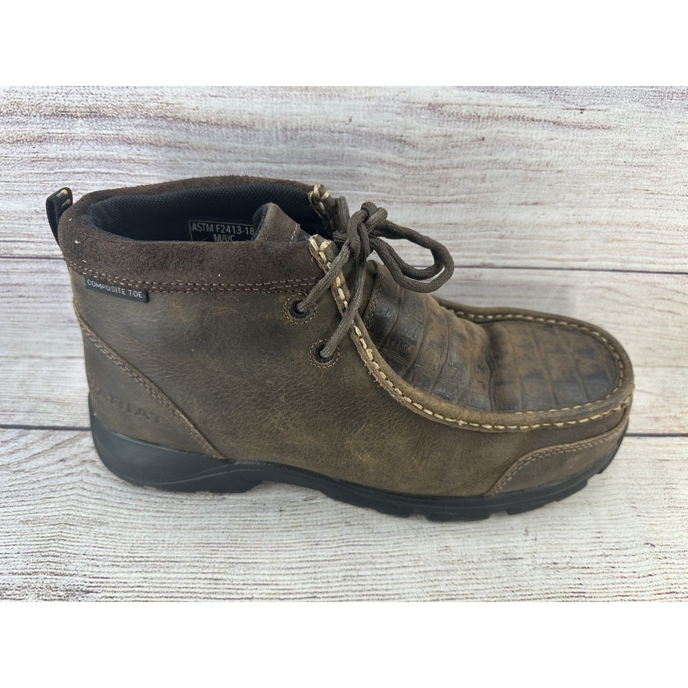 Ariat Men's Brown Croco Print Edge LTE Moc Composite Toe Work Boots Size 9.5 EE - Picture 7 of 10